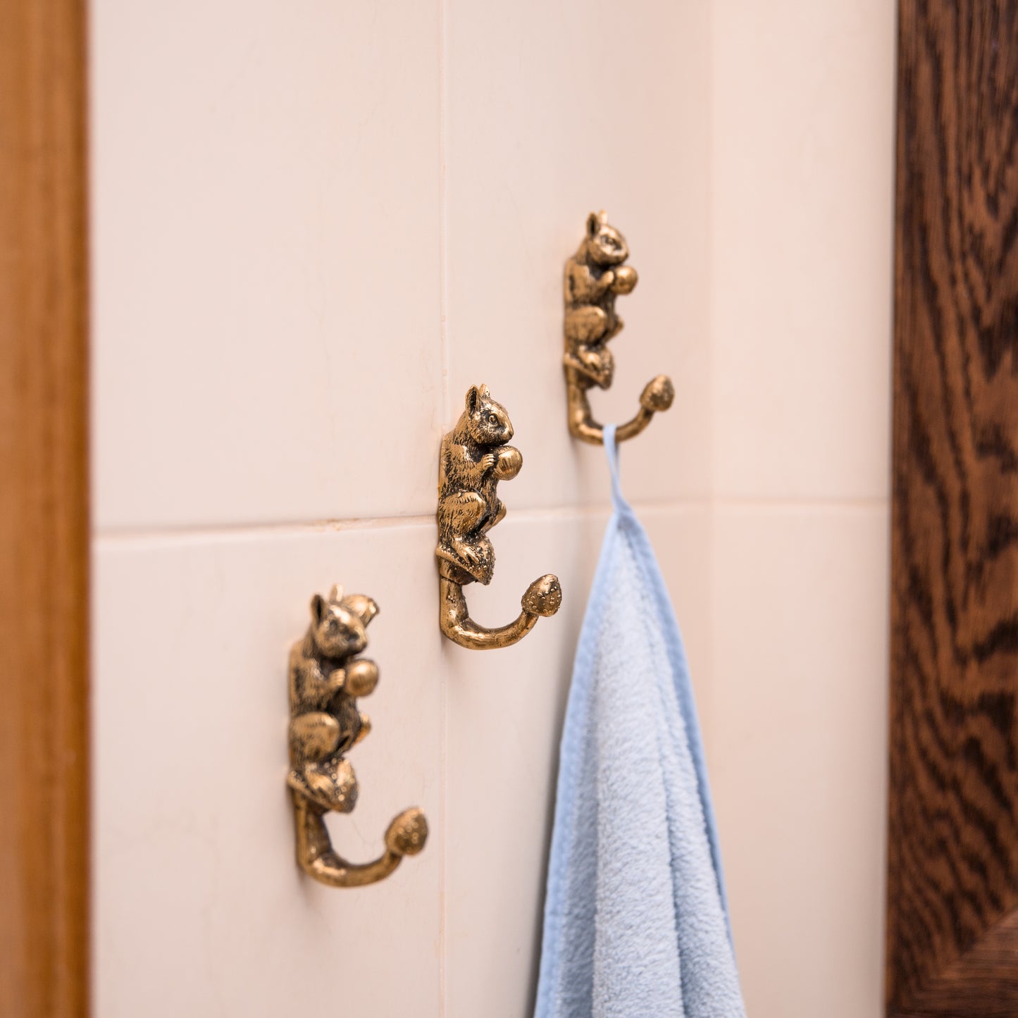 Handmade Wall Hook "Squirrel with mushrooms"