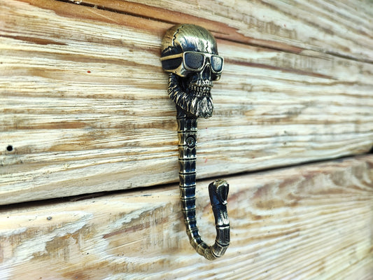 Handmade Wall Hook "Skull with Glasses"