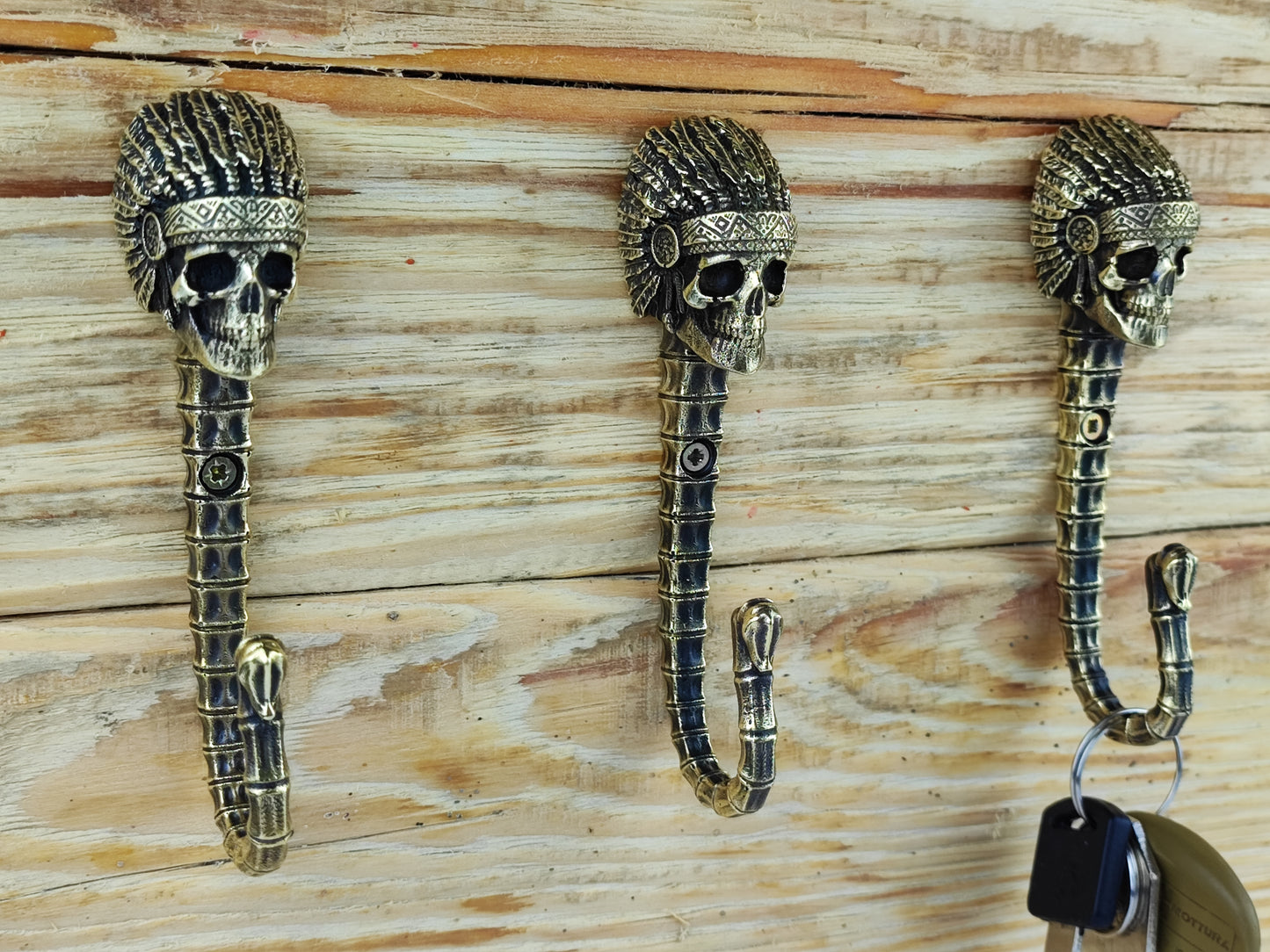 Handmade Wall Hook "Native American Skull"