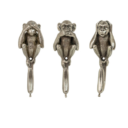 Set of three Handmade Wall Hooks "See No Evil, Hear No Evil, Speak No Evil"