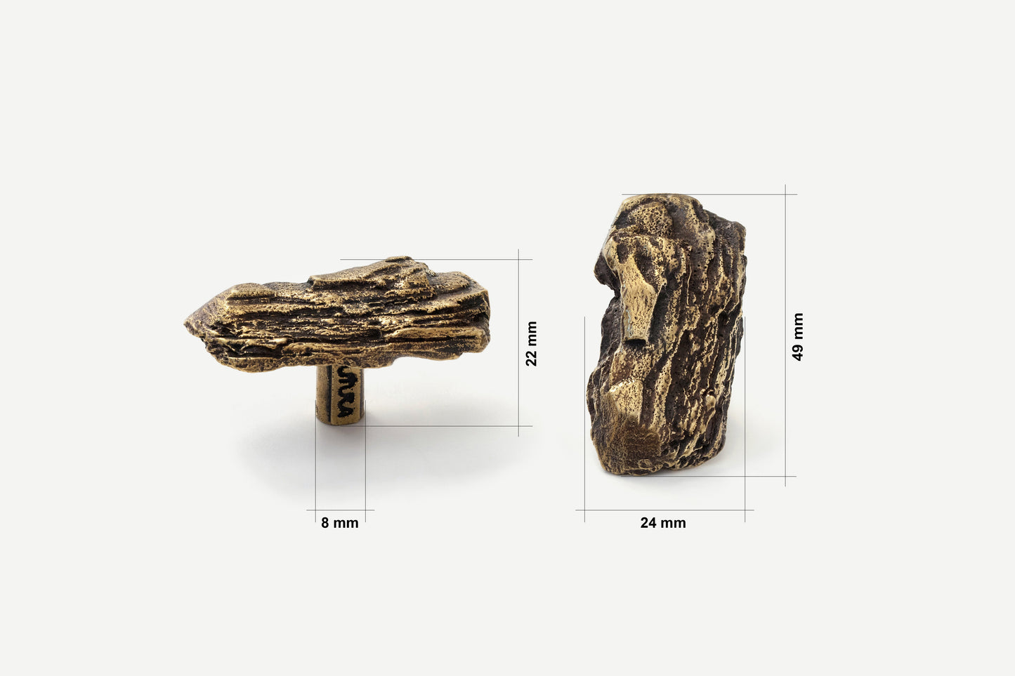 Furniture Handle "Tree bark" (rectangular shape)