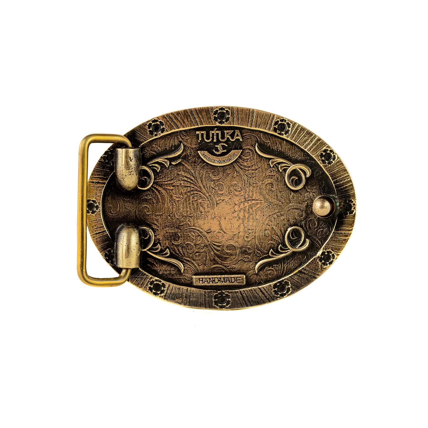 Leather belt with brass buckle "Ukrainian Trident"