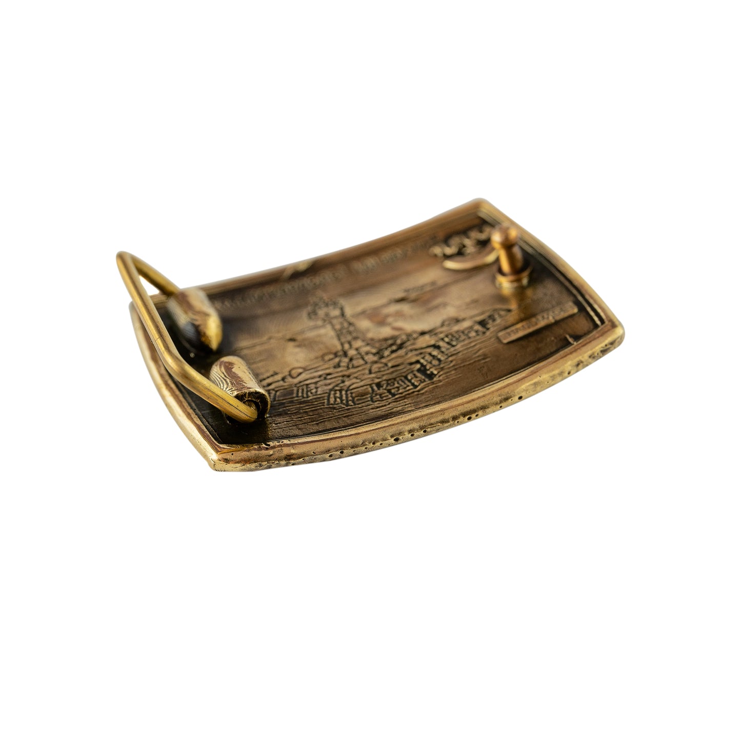 Brass buckle "Russian warship go .."