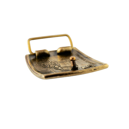 Brass buckle "Russian warship go .."