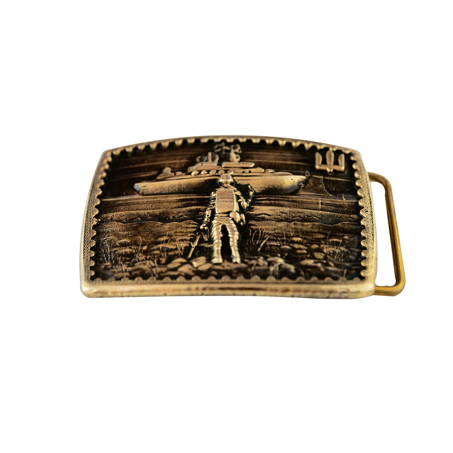 Brass buckle "Russian warship go .."