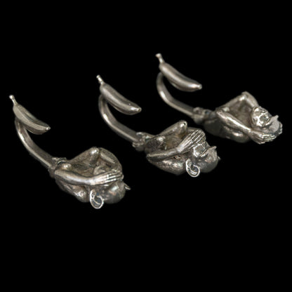 Set of three Handmade Wall Hooks "See No Evil, Hear No Evil, Speak No Evil"