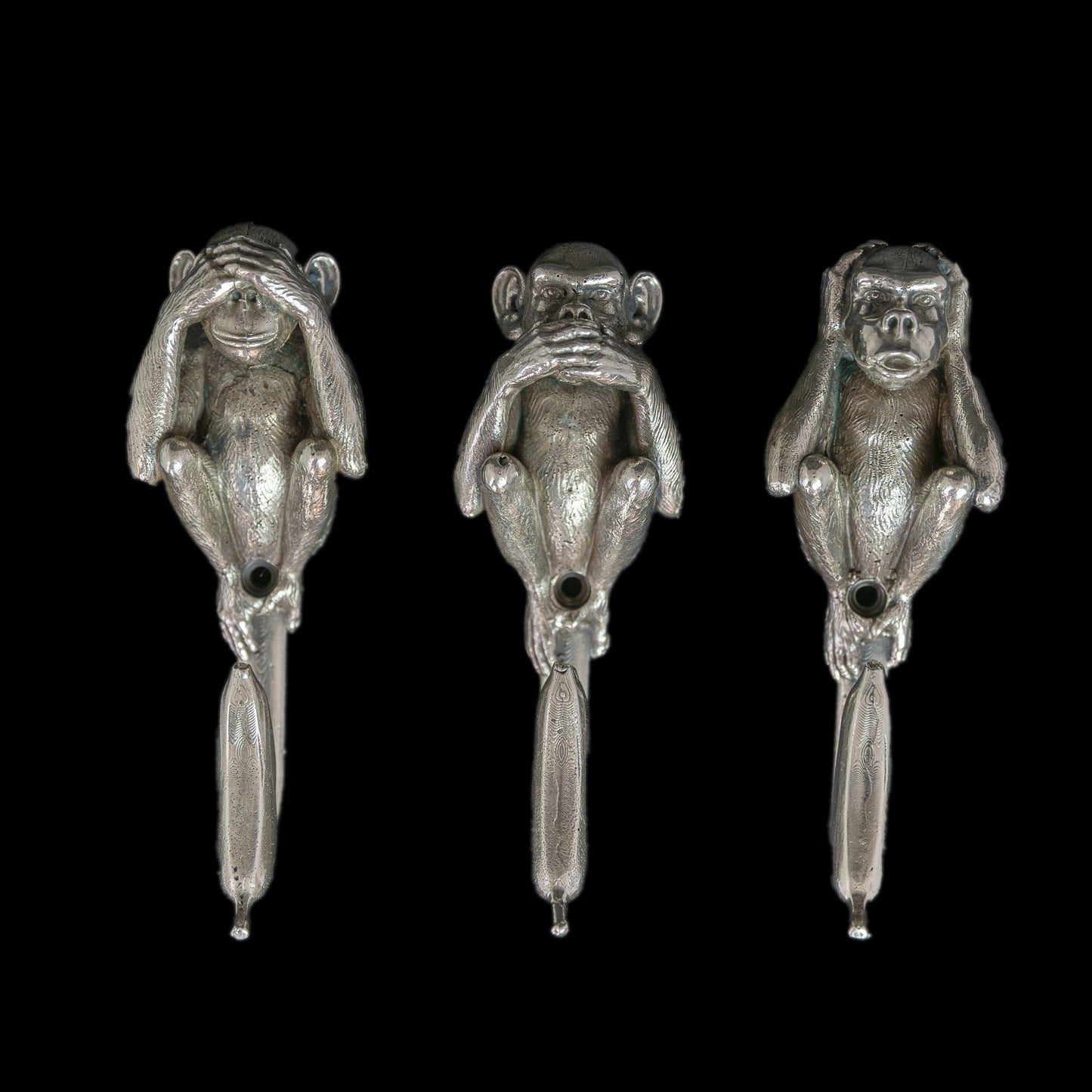 Set of three Handmade Wall Hooks "See No Evil, Hear No Evil, Speak No Evil"