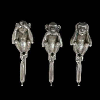 Set of three Handmade Wall Hooks "See No Evil, Hear No Evil, Speak No Evil"