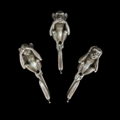 Set of three Handmade Wall Hooks "See No Evil, Hear No Evil, Speak No Evil"