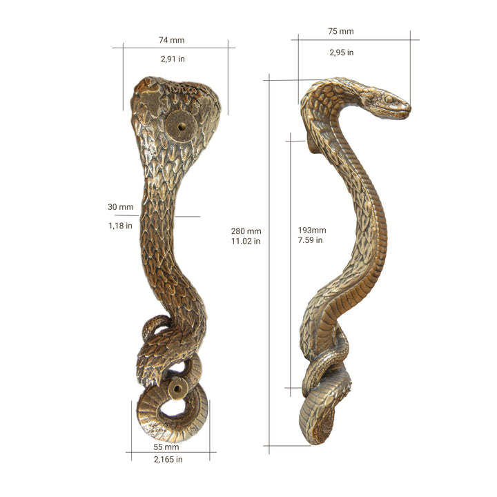 Cobra Door Handle Brass – Sculptural Snake Pull Handle, Entryway Decor ...