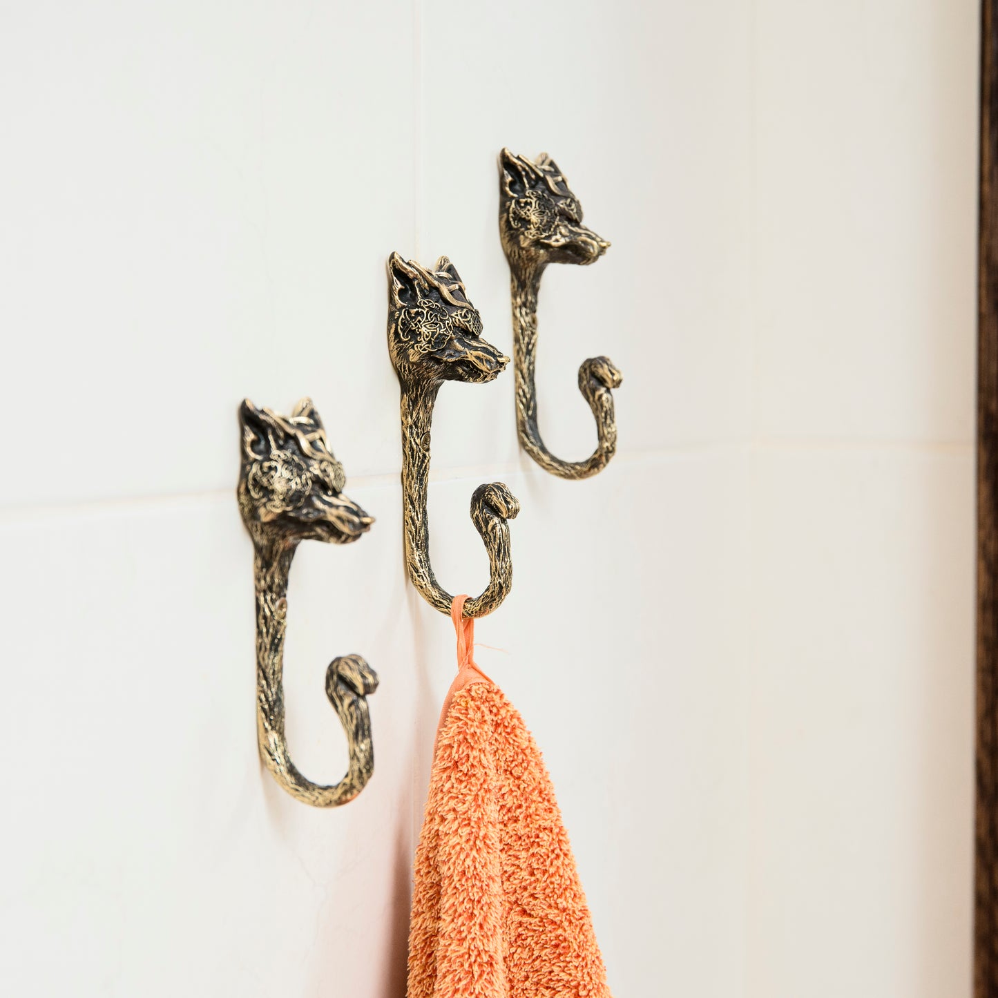 Handmade Wall Hook "Wolf Pattern"