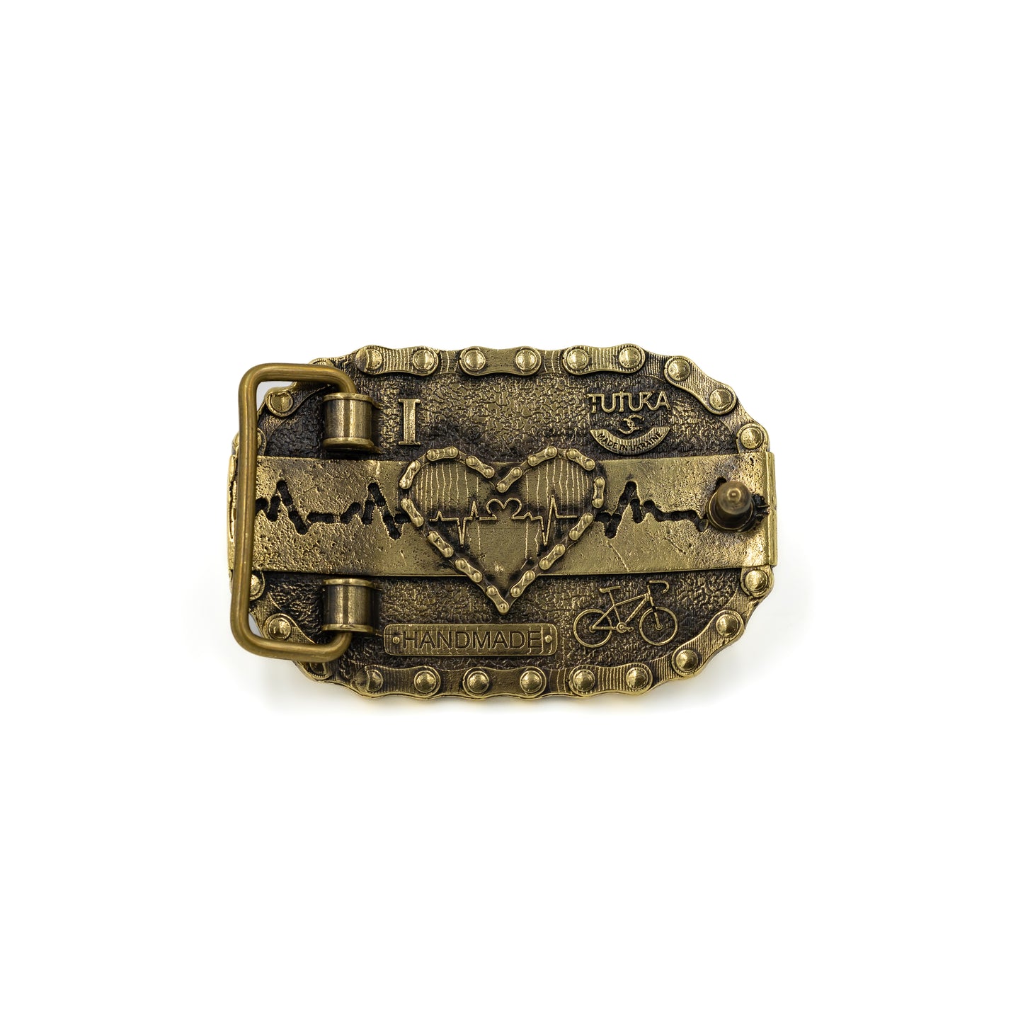 Brass buckle "Сyclist's Heart"