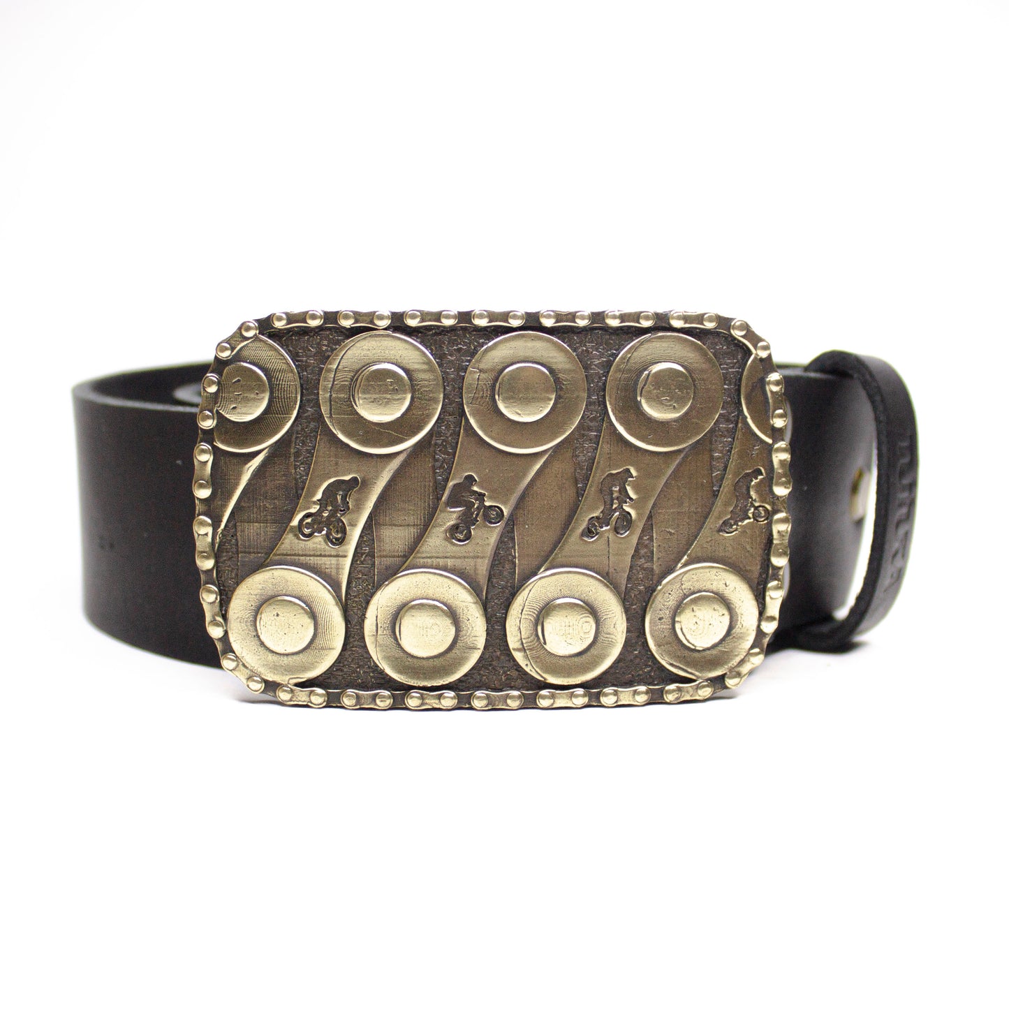 Leather belt with brass buckle "BMX Racing "