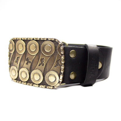 Leather belt with brass buckle "BMX Racing "