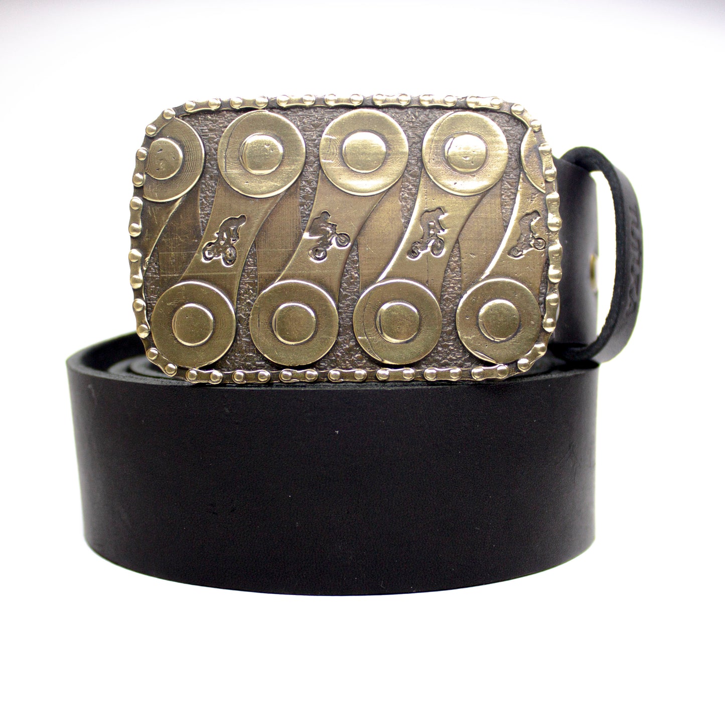 Leather belt with brass buckle "BMX Racing "