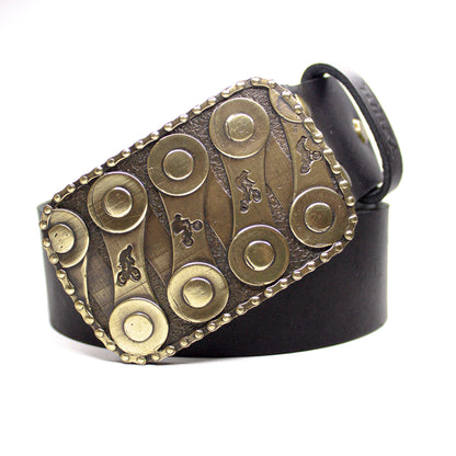 Leather belt with brass buckle "BMX Racing "