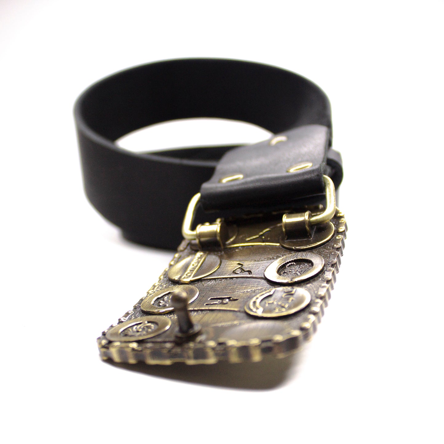 Leather belt with brass buckle "BMX Racing "