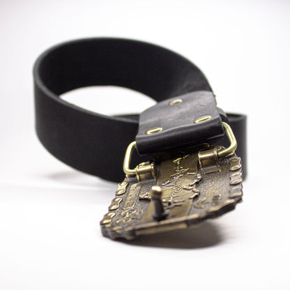 Leather belt with brass buckle "Сyclist's Heart"