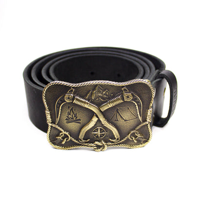 Leather belt with brass buckle "Rise Up"