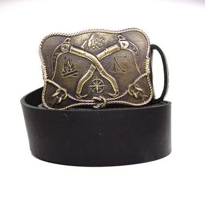 Leather belt with brass buckle "Rise Up"