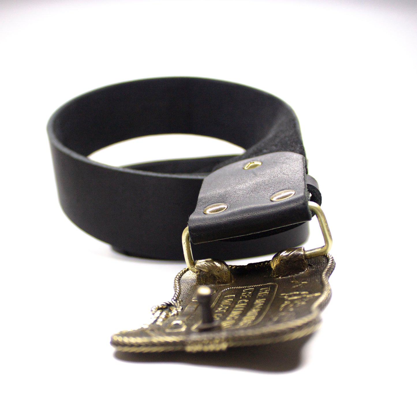 Leather belt with brass buckle "Rise Up"