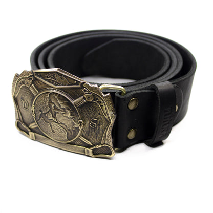 Leather belt with brass buckle "Сlimber"