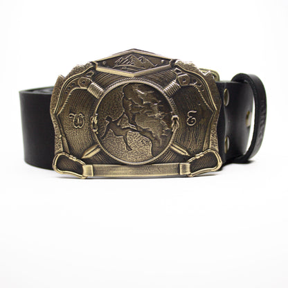 Leather belt with brass buckle "Сlimber"