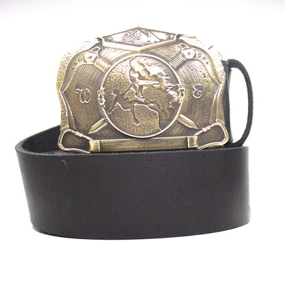 Leather belt with brass buckle "Сlimber"