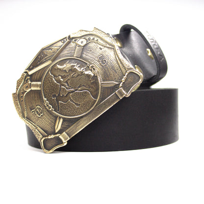 Leather belt with brass buckle "Сlimber"