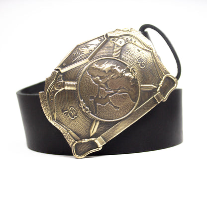 Leather belt with brass buckle "Сlimber"