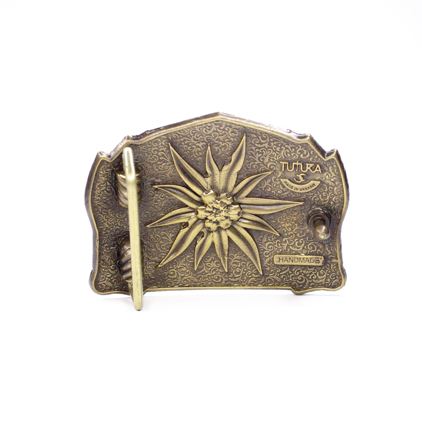 Leather belt with brass buckle "Solar Compass"