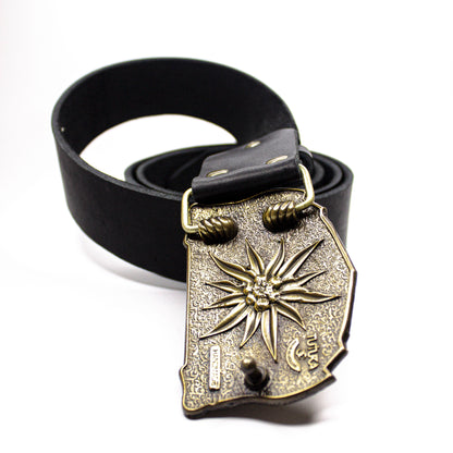 Leather belt with brass buckle "Solar Compass"