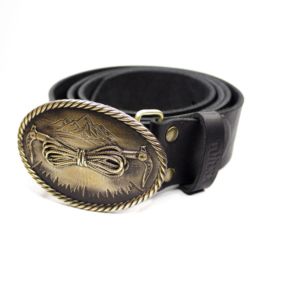 Leather belt with brass buckle "Vertex"