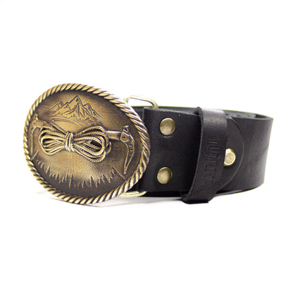 Leather belt with brass buckle "Vertex"