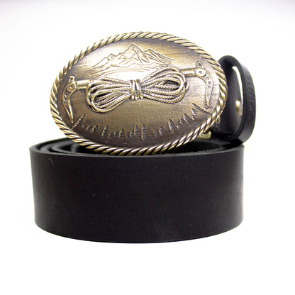 Leather belt with brass buckle "Vertex"