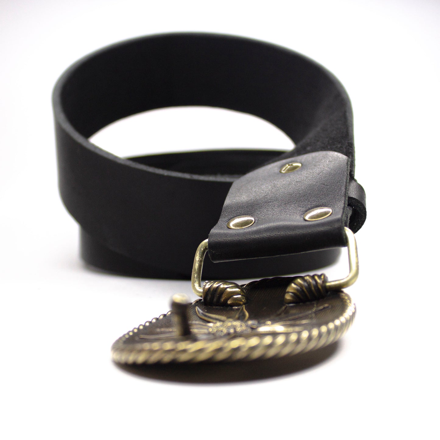 Leather belt with brass buckle "Vertex"