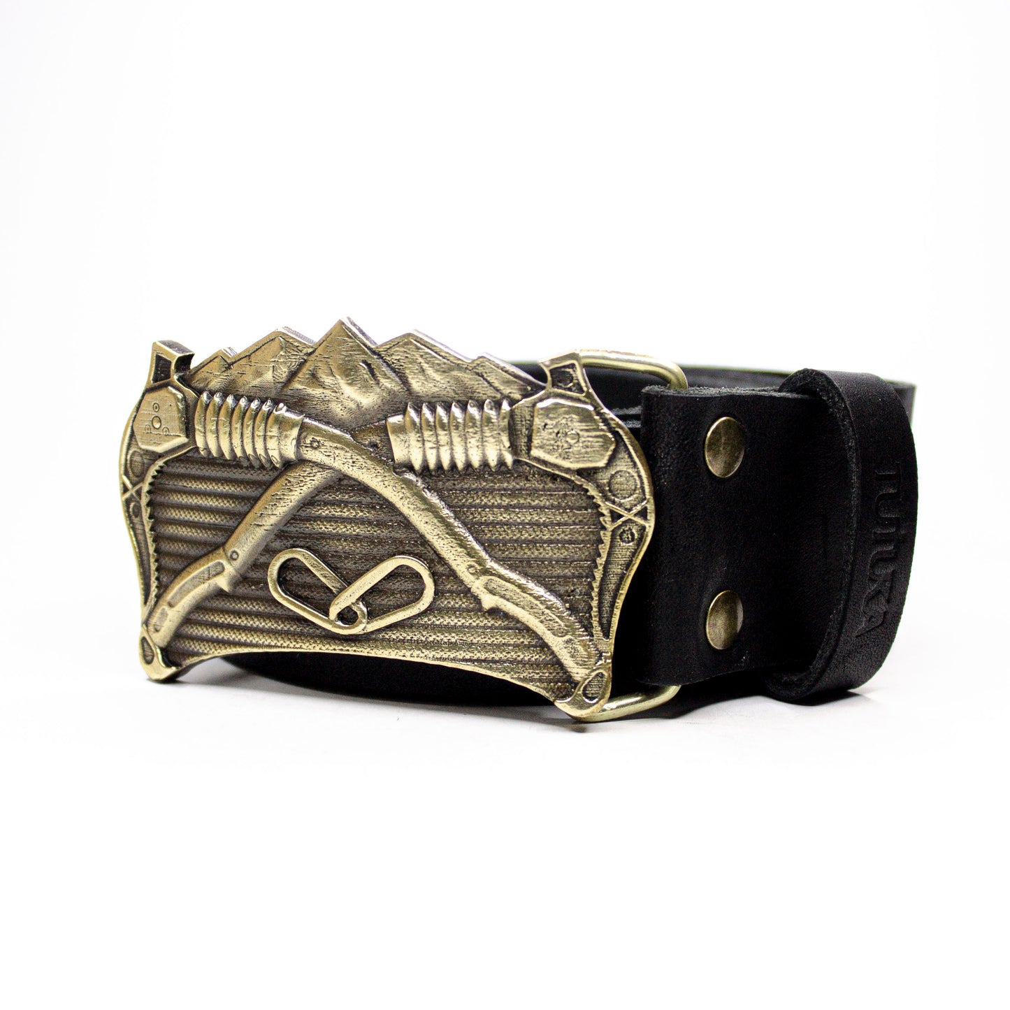 Leather belt with brass buckle "Way Up High"