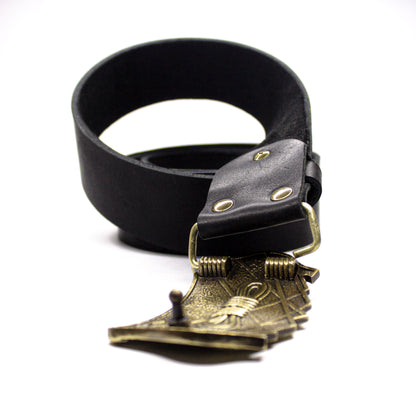 Leather belt with brass buckle "Way Up High"