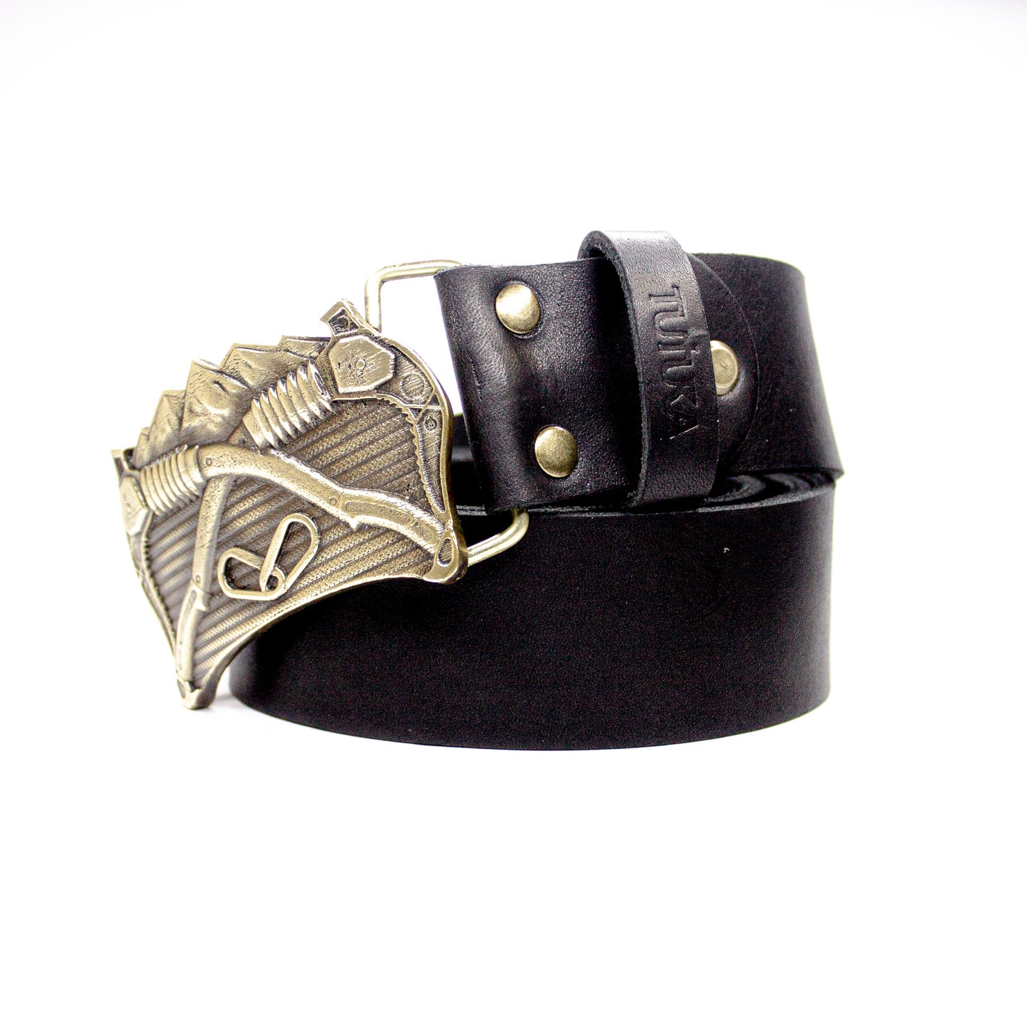 Leather belt with brass buckle "Way Up High"